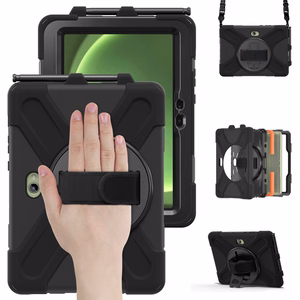 JM Rugged Case Grip suojakuori Samsung Galaxy Tab Active Pro/ Active4 Pro/ Active5 Pro hihnalla musta
