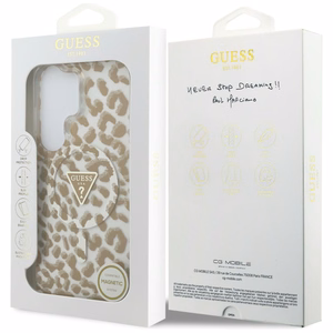 Guess case IML Leopard Print Triangle MagSafe for Samsung Galaxy S26 Ultra brown