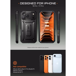 Supcase Unicorn Beetle Pro -suojakuori iPhone 18 Pro / 17 Pro – musta