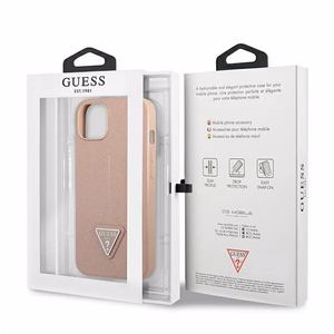 Guess GUHCP13SPSATLP iPhone 13 mini 5.4" vaaleanpunainen/vaaleanpunainen kova kotelo SaffianoTriangle Logo