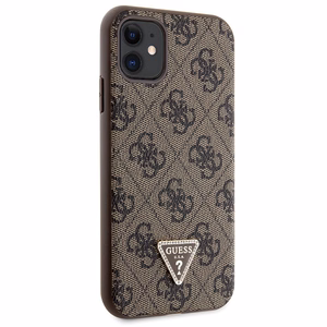 Guess GUHCN61P4TDSCPW Suojakuori iPhone 11 / Xr:lle - ruskea Crossbody 4G Metal Logo