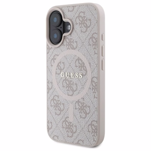 Guess 4G Ring Classic Logo MagSafe Suojakuori iPhone 16:lle - Vaaleanpunainen