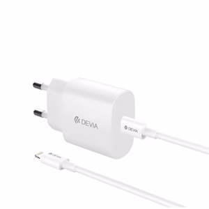 Devia Seinälaturi Rocket PD 20W 1x USB-C Valkoinen + Kaapeli USB-C - Lightning