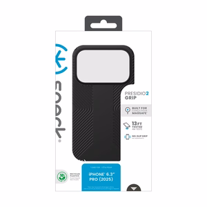 Speck Presidio2 Grip MagSafe suojakuori iPhone 17 Pro -laitteelle, Black / Slate Grey -värinen