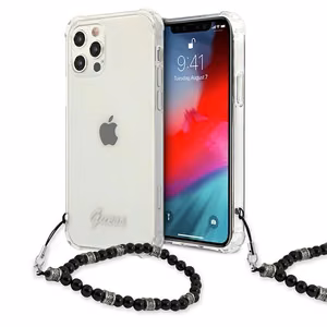 Guess GUHCP12MKPSBK iPhone 12/12 Pro 6.1" läpinäkyvä kovakotelo Musta Pearl