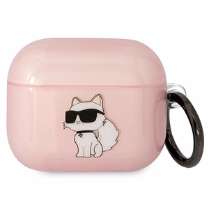 Karl Lagerfeld KLA3HNCHTCP vaaleanpunainen suojus AirPods 3:lle Ikonik Choupette