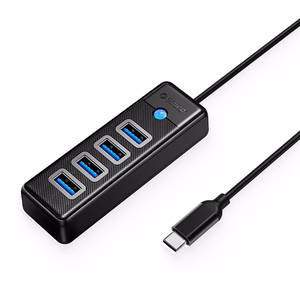 Orico PW4U-C3 USB-C / 4x USB-A 3.0 Hub - musta