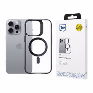 3mk Satin Armor MagCase MagSafe-tuella iPhone 16 Pro Max:lle - Läpinäkyvä mustalla kehyksellä