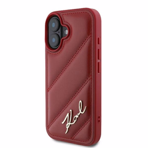 Karl Lagerfeld Suojakuori iPhone 16 6.1 KLHCP16SPQDSMGR Punainen Kova Diagonal Quilted Script