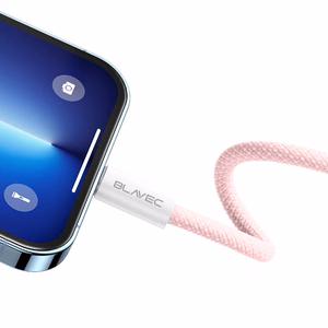 Blavec Cable Candy punottu kaapeli - Type C - Lightning - PD 20W 2,4A 2 metriä Apple CarPlay (CCA-CL24P20) Vaaleanpunainen