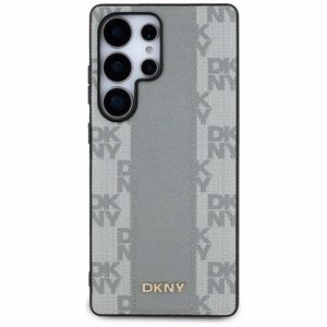DKNY Nahkainen Checkered Pattern MagSafe Suojakuori Samsung Galaxy S25 Ultra:lle - harmaa