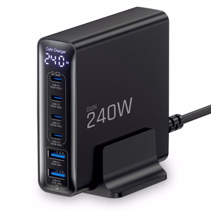 Tech-Protect DC240W-GaN latausasema 6 porttia 4 x USB-C 2 x USB-A 240W QC3.0 - musta