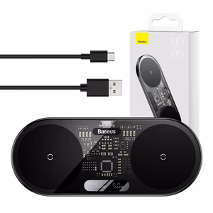 Kaksois Qi langaton laturi Baseus Digital LED Display, 20W