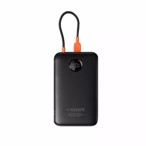 Varavirtalähde Veger 10000 mAh Sisäänrakennetulla Kaapelilla USB C QC3.0 PD 2A 22,5W K1C W1189 Musta