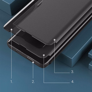 Eco Leather View Case Elegant Flip Cover with Stand Function Poco M4 Pro 5G Blue