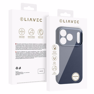 Liavec Silk Shield suojakuori metallisella kamerakehyksellä Iphone 17 Pro -puhelimelle laivastonsininen
