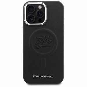 Karl Lagerfeld kohokuvioitu rengasinitiaalit MagSafe suojakuori Samsung Galaxy S26 - musta