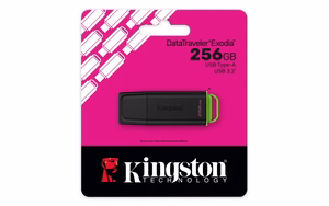Kingston 256GB kannettava USB 3.2 musta/vihreä