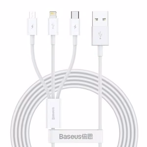 USB-kaapeli Baseus 3in1 Superior valkoinen 150 cm jopa 3.5A
