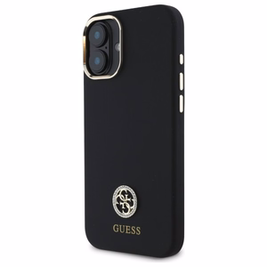 Guess Silikoninen Logo Strass 4G suojakuori iPhone 16:lle - musta