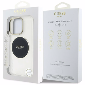 Guess IML Metal Colored Circle Classic Logo MagSafe Suojakuori iPhone 16 Pro Max:lle - musta