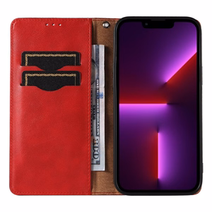 Magnet Strap Suojakuori Samsung Galaxy S23+:lle lompakkokotelo minihihna jalusta punainen