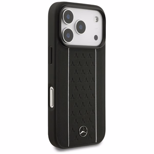 Mercedes Leather Star Pattern Stripes MagSafe suojakuori iPhone 17 Pro - musta