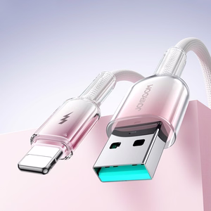 Joyroom S-A42 Crystal-Clear Series 3A USB-A - Lightning -kaapeli 1,2 m - valkoinen