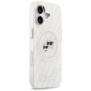 Karl Lagerfeld IML Glitter Karl & Choupette Heads Logo MagSafe -suojakuori iPhone 17 - harmaa