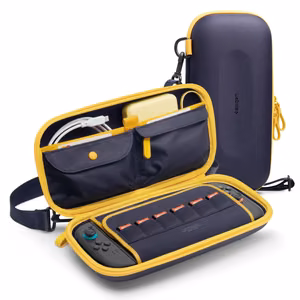 Spigen Nano Pop Pro Laukku Nintendo Switch 2:lle - Laivastonsininen ja Keltainen