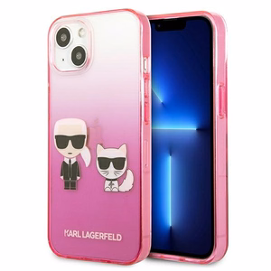 Karl Lagerfeld Gradient Ikonik Karl&Choupette kotelo iPhone 13 mini - vaaleanpunainen - vaaleanpunainen