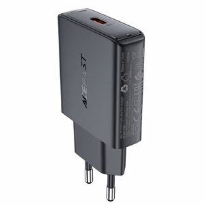 Acefast A65 PD 20W GaN USB-C erittäin ohut seinälaturi - musta