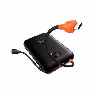 Veger K2 (W2068) 20000 mAh varavirtalähde 35W PD QC3.0 sisäänrakennetuilla USB-C- ja Lightning-kaapeleilla, musta