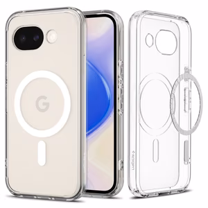 Spigen Ultra Hybrid Mag MagSafe -suojakuori Google Pixel 10A:lle - läpinäkyvä ja valkoinen