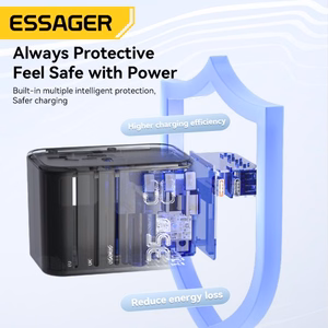 Charger Essager "Travel Global 1" Black 35W (2xPD / 3xQC3.0) (EU / US / UK)