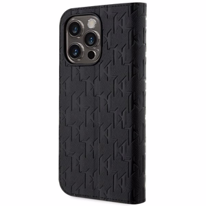 Karl Lagerfeld KLBKP14LSAKLHPK iPhone 14 Pro 6.1 kirjakuori musta/musta Saffiano Monogram