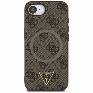 Guess HC MagSafe PU 4G Ring Triangle Logo Suojakuori iPhone 16e:lle - Ruskea