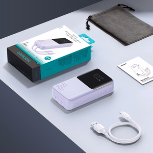 Joyroom JR-PBC07 20000mAh 30W mini-virtapankki USB-C- ja Lightning-kaapeleilla - violetti