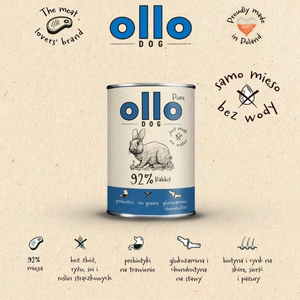 OLLO Pure Rabbit -koirien märkäruoka, 400 g