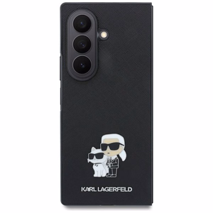 Musta Karl Lagerfeld Saffiano Karl & Choupette Pin -suojakuori Samsung Galaxy Z Fold8 Ultra -puhelimelle