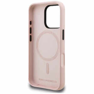 Karl Lagerfeld Silikoninen Karl Sketch MagSafe Suojakuori iPhone 16 Pro Max:lle - Vaaleanpunainen