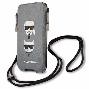 Karl Lagerfeld Saffiano Ikonik Karl&Choupette Head 6.7'' käsilaukku - harmaa - harmaa