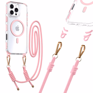 Tel Protect Strap Clear Case for Iphone 15 Pro pink