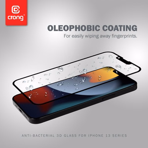 Crong Anti-Bacterial 3D Armor Glass 9H tempered-glass screen protector for iPhone 14 Plus / 13 Pro Max, with installation frame