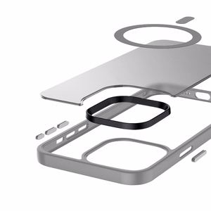 Crong Hybrid Frost MAG Cover suojakuori iPhone 15 Pro -laitteelle, MagSafe-yhteensopiva, harmaa