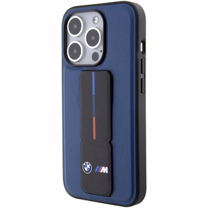 BMW M Grip Stand Bicolor Suojakuori iPhone 15 Pro:lle - laivastonsininen