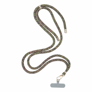 SWING (8mm) Phone lanyard, adjustable length / cord 165cm (max 82.5cm in loop) / shoulder or neck - grey-green-pink