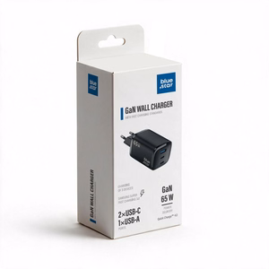 Blue Star Nano GaN VT-335 -puhelinlaturi, 2 × USB-C + USB-A, QC4.0, PD, 3 A, 65 W, musta