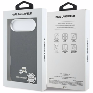 Karl Lagerfeld Karl & Choupette Head Pins Saffiano MagSafe Case for iPhone Air - Black