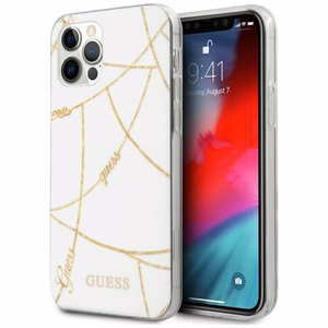 Guess Gold Chain Collection iPhone 12 Pro Max 6.7" Suojakuori - valkoinen